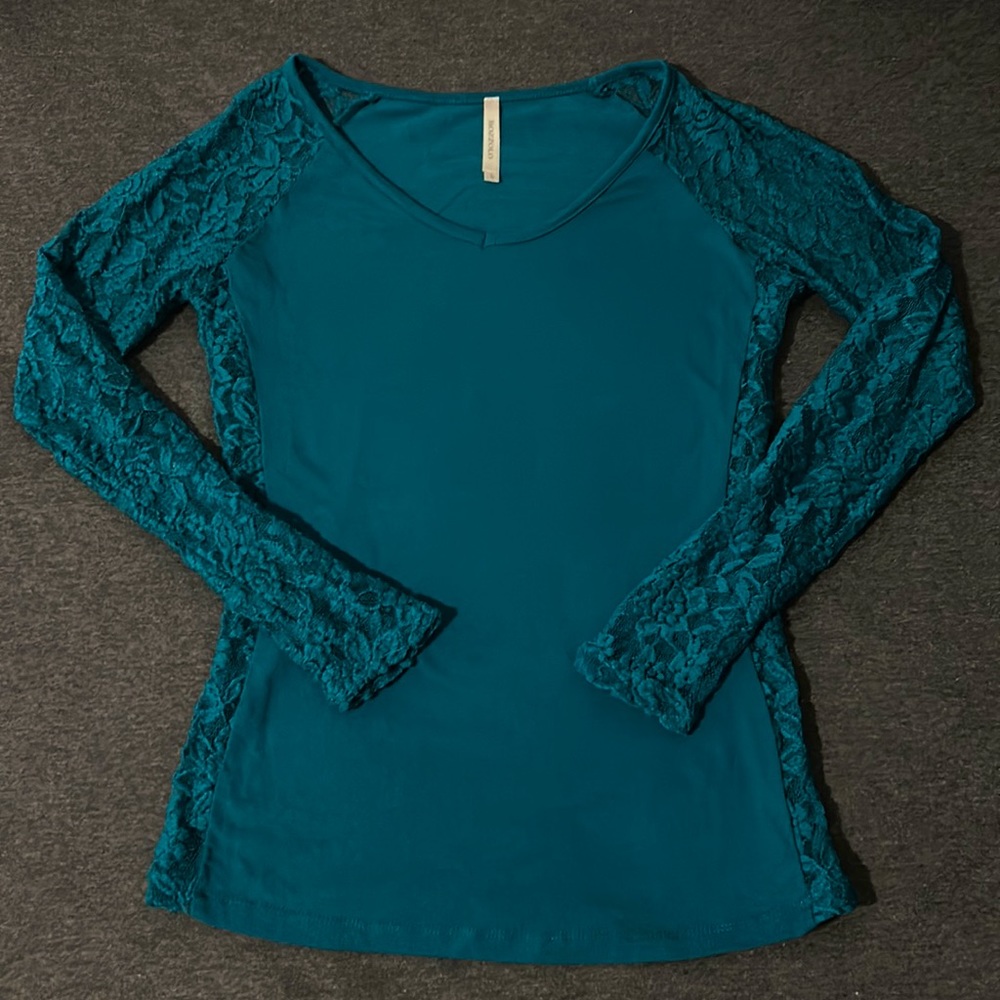 Fitted Blue-Green Bozzolo Blouse